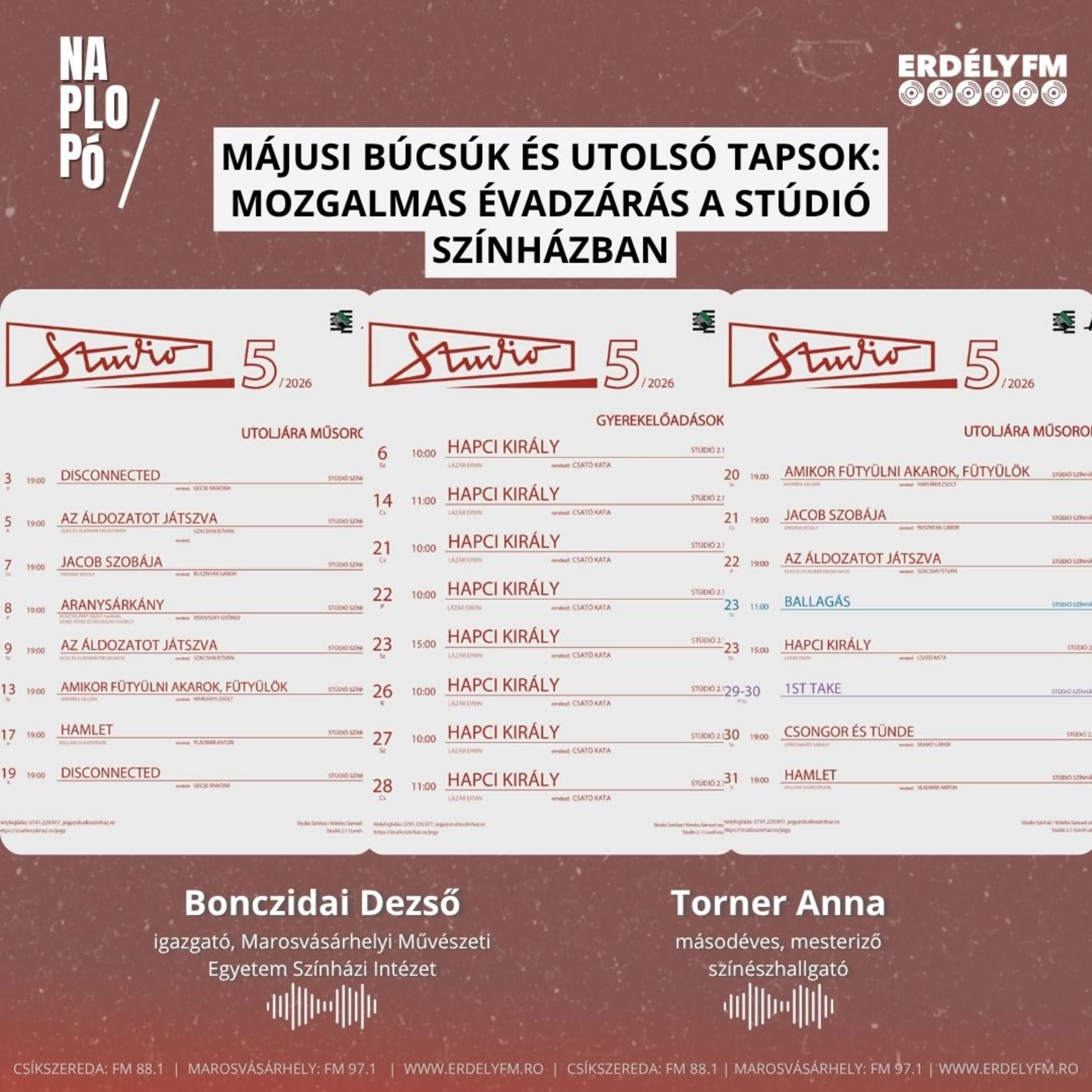 Májusi búcsúk és utolsó tapsok: mozgalmas évadzárás a Stúdió Színházban